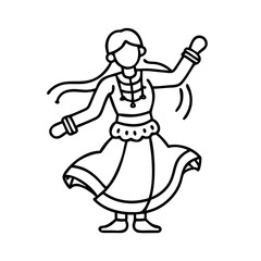 traditional folk dancer icon, traditional folk dancer line art - simple line art of traditional folk dancer, perfect for traditional folk dancer logos and icons