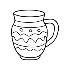 traditional pottery mug icon, traditional pottery mug line art - simple line art of traditional pottery mug, perfect for traditional pottery mug logos and icons