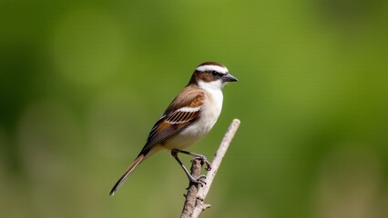 Fototapeta premium Woodchat Shrike Bird Perched On Branch