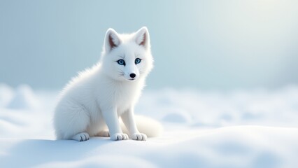 Arctic Fox In Winter Snow Landscape