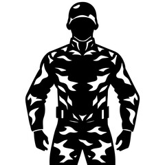 Silhouette of a soldier in camouflage gear