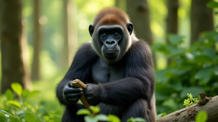 Fototapeta premium Silverback Gorilla Posing in Natural Habitat