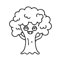 tree with a face icon, tree with a face line art - simple line art of tree with a face, perfect for tree with a face logos and icons