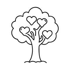 tree with a heart icon, tree with a heart line art - simple line art of tree with a heart, perfect for tree with a heart logos and icons