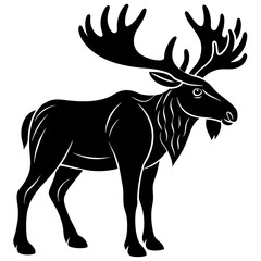 Obraz premium Moose silhouette with large antlers vector
