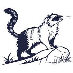 silhouette Persian cat on white background