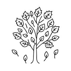 tree with autumn leaves icon, tree with autumn leaves line art - simple line art of tree with autumn leaves, perfect for tree with autumn leaves logos and icons