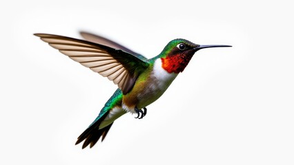 Fototapeta premium Ruby-Throated Hummingbird Flying On White Background