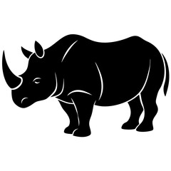 Fototapeta premium Black rhinoceros silhouette vector design