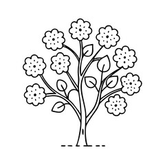 Obraz premium tree with flowers icon, tree with flowers line art - simple line art of tree with flowers, perfect for tree with flowers logos and icons
