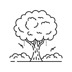 tree with fog icon, tree with fog line art - simple line art of tree with fog, perfect for tree with fog logos and icons