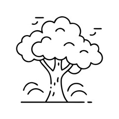 tree with fog icon, tree with fog line art - simple line art of tree with fog, perfect for tree with fog logos and icons
