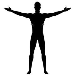 Silhouette of man with arms outstretched wide