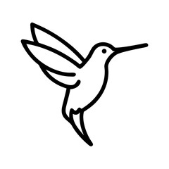 Obraz premium Elegant Line Art Illustration of a Hummingbird in Flight. A stylized, black outline vector graphic of a hummingbird in mid-flight.