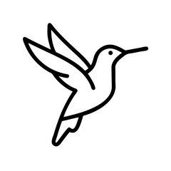 Obraz premium Elegant Line Art Illustration of a Hummingbird in Flight. A stylized, black outline vector graphic of a hummingbird in mid-flight.