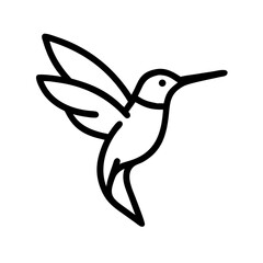 Obraz premium Elegant Line Art Illustration of a Hummingbird in Flight. A stylized, black outline vector graphic of a hummingbird in mid-flight.