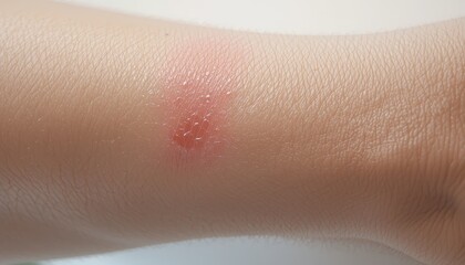 Fototapeta premium Skin irritation on the forearm, displaying red, raised bumps.