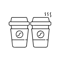 two coffee cups icon, two coffee cups line art - simple line art of two coffee cups, perfect for two coffee cups logos and icons