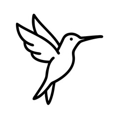 Obraz premium Elegant Line Art Illustration of a Hummingbird in Flight. A stylized, black outline vector graphic of a hummingbird in mid-flight.