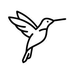 Obraz premium Elegant Line Art Illustration of a Hummingbird in Flight. A stylized, black outline vector graphic of a hummingbird in mid-flight.