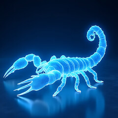 Glowing scorpion animation dark background 3d model digital art close-up conceptual design