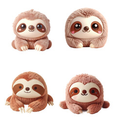Cute Plush Sloths Displayed Together