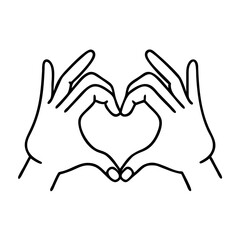 two hands forming a heart icon, two hands forming a heart line art - simple line art of two hands forming a heart, perfect for two hands forming a heart logos and icons