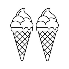 two ice cream cones icon, two ice cream cones line art - simple line art of two ice cream cones, perfect for two ice cream cones logos and icons