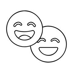 two laughing emojis icon, two laughing emojis line art - simple line art of two laughing emojis, perfect for two laughing emojis logos and icons