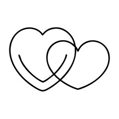 two interlocking hearts icon, two interlocking hearts line art - simple line art of two interlocking hearts, perfect for two interlocking hearts logos and icons