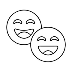 two laughing emojis icon, two laughing emojis line art - simple line art of two laughing emojis, perfect for two laughing emojis logos and icons