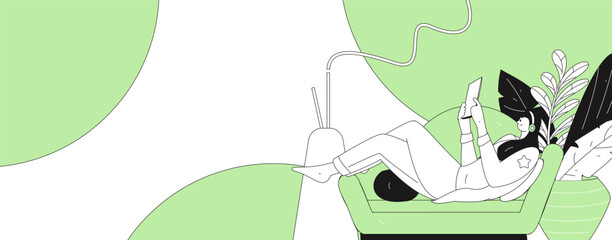 Home indoor character scene flat vector concept operation hand drawn illustration
