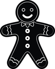 Gingerbread Man Silhouette in Black | Holiday Cookie Vector