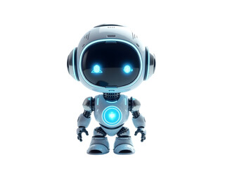 Adorable Little Robot with Glowing Blue Lights transparent background