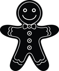 Gingerbread Man Silhouette in Black | Holiday Cookie Vector