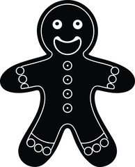 Gingerbread Man Silhouette in Black | Holiday Cookie Vector