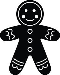 Gingerbread Man Silhouette in Black | Holiday Cookie Vector