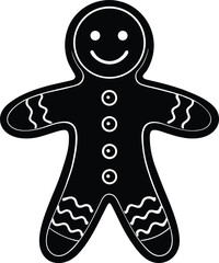 Gingerbread Man Silhouette in Black | Holiday Cookie Vector