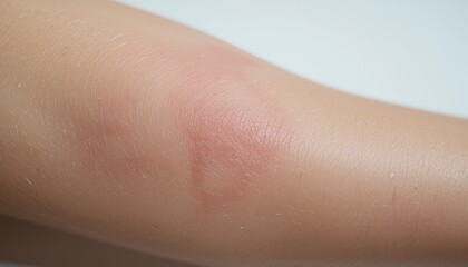 Fototapeta premium Red, inflamed skin lesion on a child's forearm.