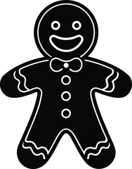 Gingerbread Man Silhouette in Black | Holiday Cookie Vector