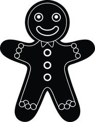 Gingerbread Man Silhouette in Black | Holiday Cookie Vector