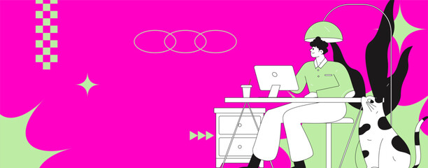 Home indoor character scene flat vector concept operation hand drawn illustration
