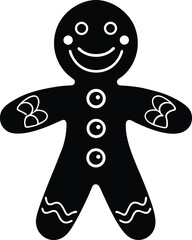 Gingerbread Man Silhouette in Black | Holiday Cookie Vector