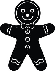 Gingerbread Man Silhouette in Black | Holiday Cookie Vector