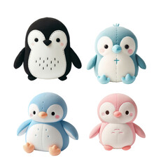 Plush penguin posse in pastel shades