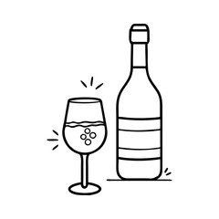 wine bottle icon, wine bottle line art - simple line art of wine bottle, perfect for wine bottle logos and icons