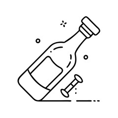 wine bottle with cork icon, wine bottle with cork line art - simple line art of wine bottle with cork, perfect for wine bottle with cork logos and icons