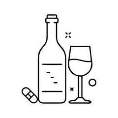 wine bottle with cork icon, wine bottle with cork line art - simple line art of wine bottle with cork, perfect for wine bottle with cork logos and icons
