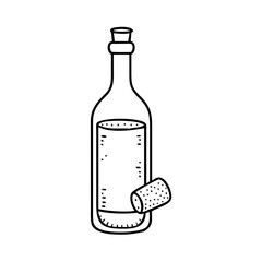 wine bottle with cork icon, wine bottle with cork line art - simple line art of wine bottle with cork, perfect for wine bottle with cork logos and icons