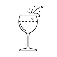 wine glass with splash icon, wine glass with splash line art - simple line art of wine glass with splash, perfect for wine glass with splash logos and icons